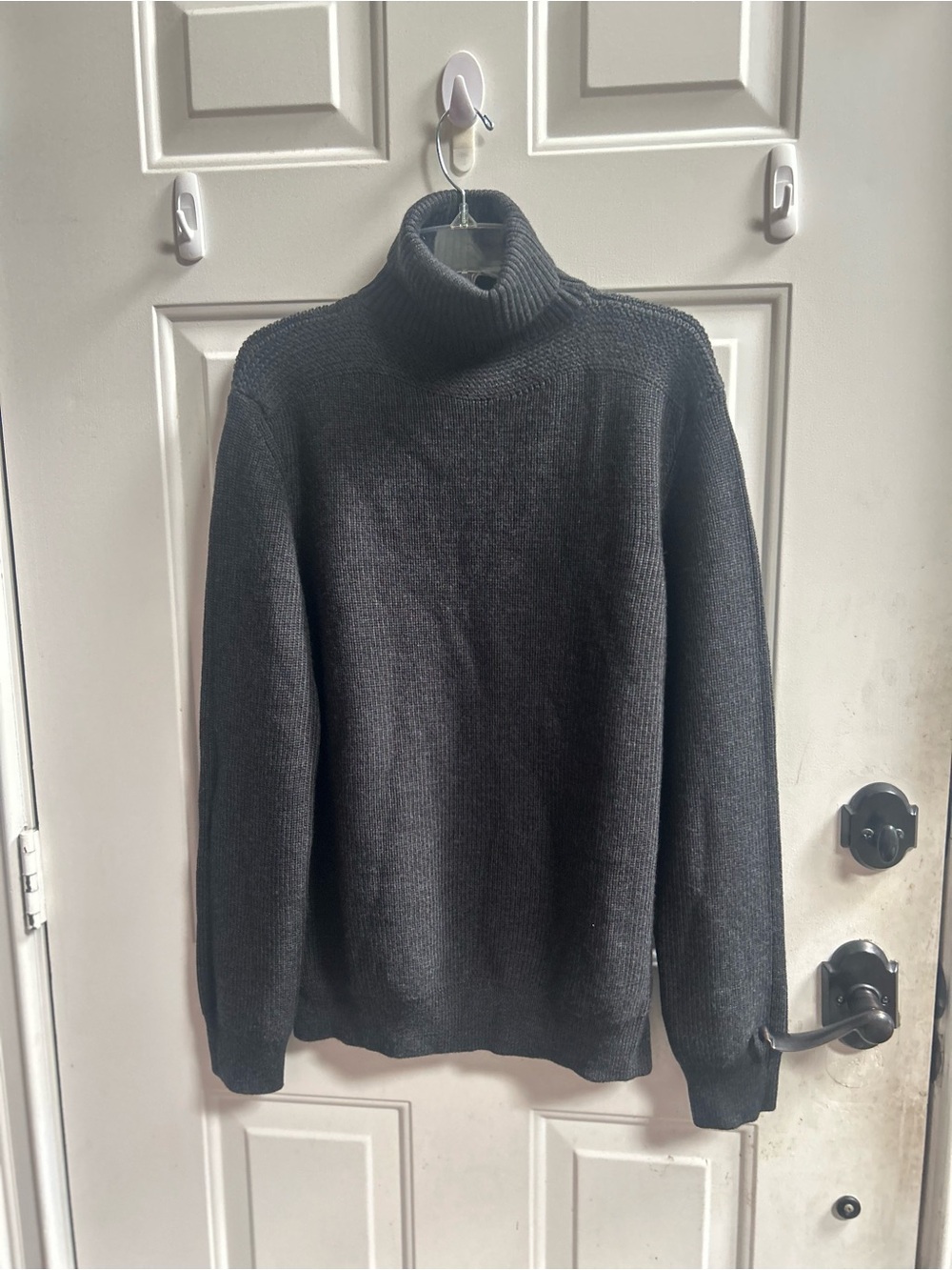 Piombo women’s Charcoal Ribbed Turtleneck Knit Merino Wool Sweater Sz L